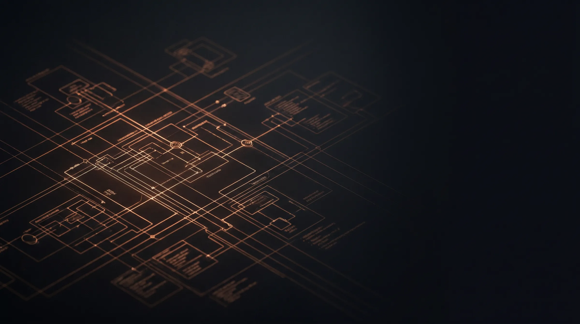 Abstract architectural blueprint of an interconnected enterprise system